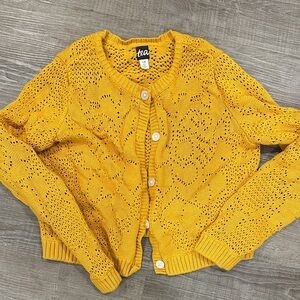 Tea Mustard Yellow Knit Cardigan Sweater
